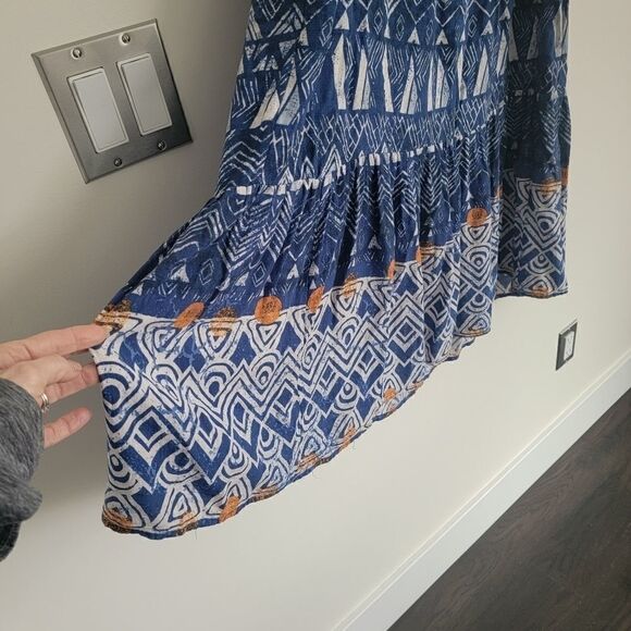 Knox Rose Woman’s Blue Surfs Up Maxi Dress Tribal Print Size Large - Picture 6 of 9